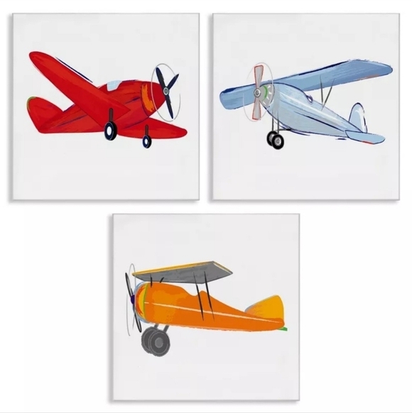 Stupell Industries Triple Colorful Airplanes Drawing, 14" x 1.5" X 11" - Picture 2 of 14